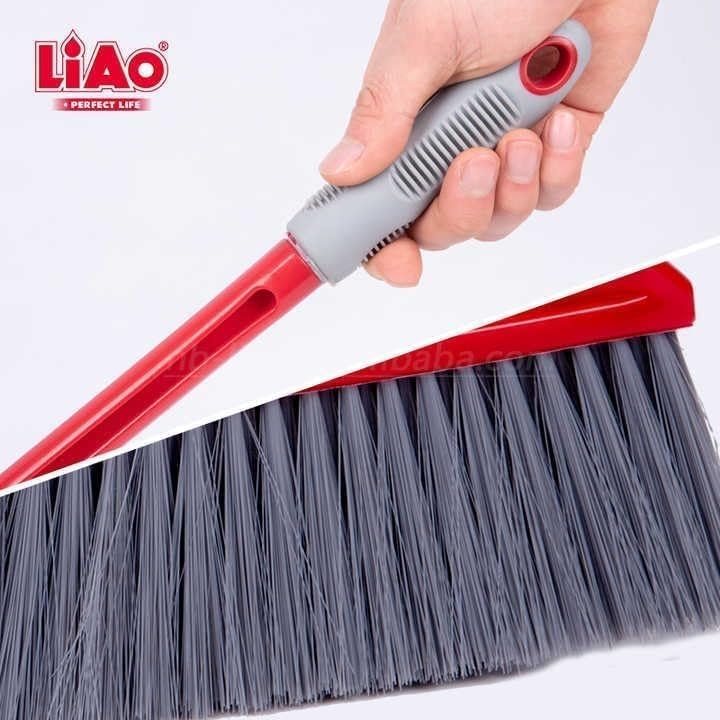 Broom and Dustpan Set, Long-Handle Upright Floor Sweeper with ABS Plastic Pan for Home, Kitchen, Office and Balcony Cleaning (Red, C130016) - image 6
