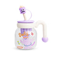 Glass Water Bottle with Straw & Handle, 860ml Strainer Cup, Leak-Proof Reusable Drink Bottle with Easy-Grip Lid for Juice Milk Tea, for Indoor and Outdoor Use, GG-2533 (Creamy, Purple) - image 1