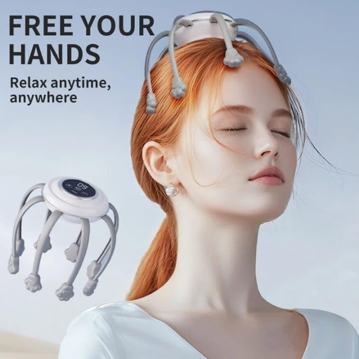 Scalp Massager, Vibrating Head Massage Tool with Multiple Massage Heads, Low-Noise Lightweight ABS Design for Relaxation at Home, Office and Travel (White) - image 5
