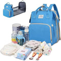 Diaper Bag Backpack with Travel Bassinet Bed, Waterproof Large Capacity Maternity Bag, Changing Station, Portable Care Organizer for Travel, Picnic & Home use (Blue) - image 1