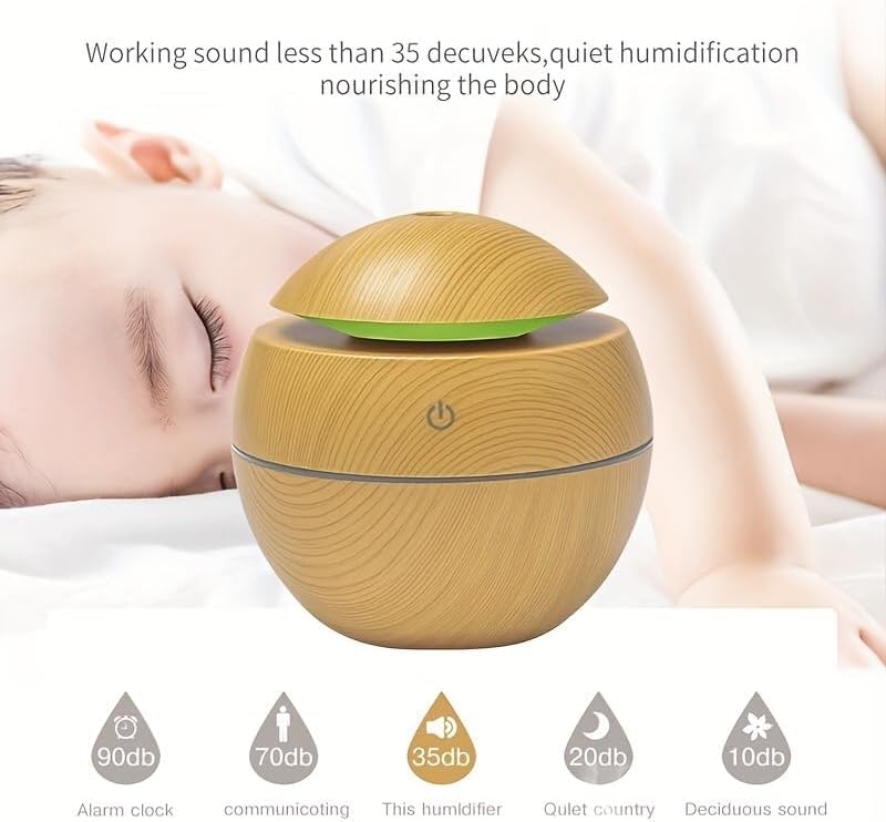 Aroma Diffuser Humidifier 130ml 7-Color LED Ultrasonic Cool Mist Essential Oil USB Whisper Quiet Auto Shutoff Bedroom Office - image 3