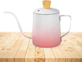 Mini Tea Pot 350ml, Stainless Steel Pour Over Kettle with Lid and Long Narrow Spout for Coffee, Tea, Home, Office and Travel (Pink) - image 1