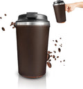 Coffee Mug 350ml, Vacuum Insulated Stainless Steel Travel Cup with Double Wall, BPA-Free Leakproof Lid and Non-Slip Base for Hot and Cold Drinks, Brown - image 1