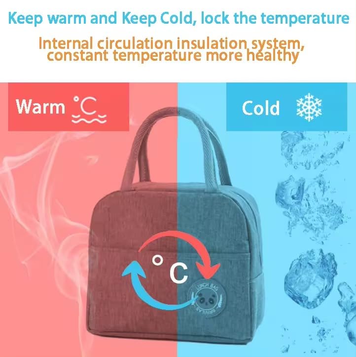 Insulated Lunch Bag, 1.5L Portable Foldable Food Storage Tote with Thermal Lining and Water-Resistant Exterior for Work, School, Travel, Beach and Picnic (Red) - image 2