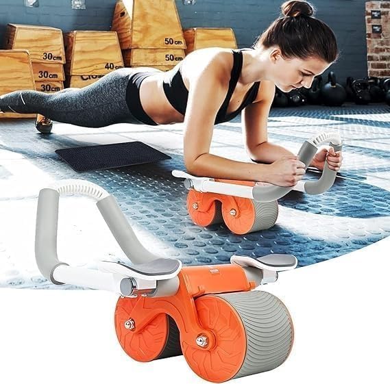 Ab Roller Wheel, Automatic Rebound Core Trainer with 4 Elbow Supports, Wide Low-Noise Wheel and Non-Slip Handles for Home Workout, Max User Weight 127 kg, Blue - image 5