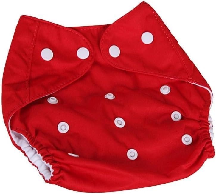 Baby Cloth Diaper Reusable Cotton Pocket Nappy Adjustable Washable Waterproof Breathable Soft Insert Friendly For Newborn Infant Toddler 0-3 Years (Red) - image 1