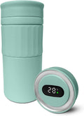 Thermal Mug Coffee Mug Stainless Steel Vacuum Insulated Double Wall With Smart Temperature Display Leak Proof Lid 420 Ml (Light Green) - image 1