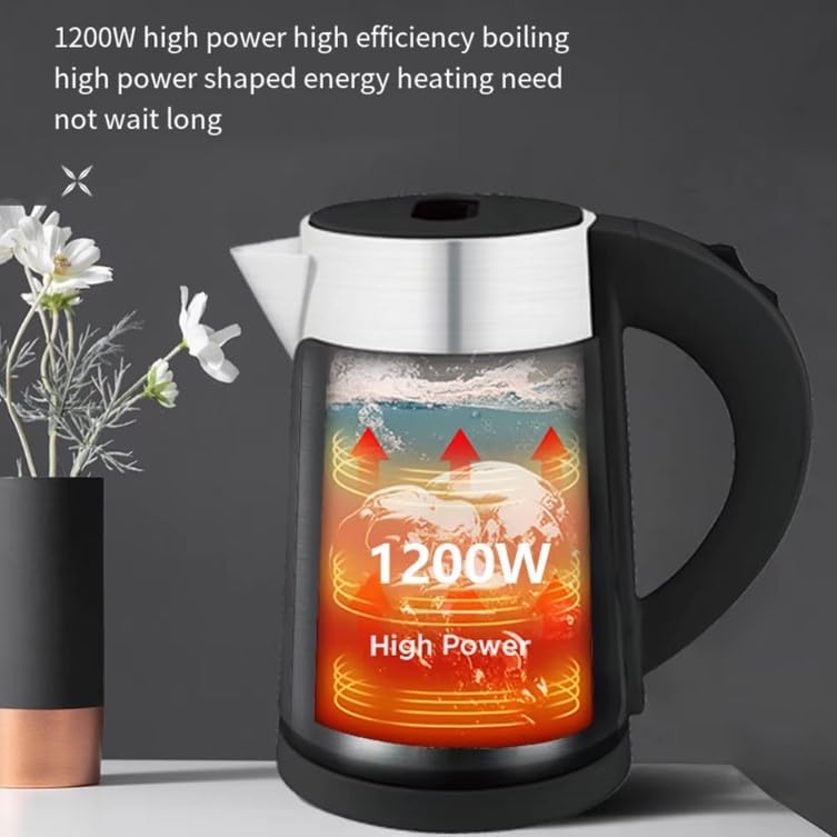 Electric Kettle 1L, 1200W Stainless Steel Water Boiler with Fast Boiling, Auto Shut-Off, 360° Swivel Base, Indicator Light and Water Level Window, Sokany SK-0808 (Black) - image 4