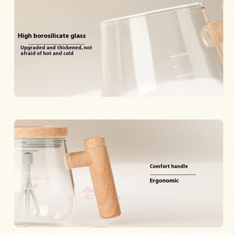 Self Stirring Mug 400 ml, Automatic Mixing Cup, High Borosilicate Glass Electric Coffee Cup With Lid, Portable For Travel, Home, Office, Gym - image 3