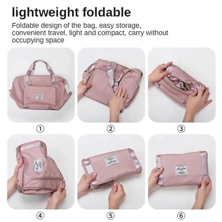 Travel Bag Foldable, Large Capacity Waterproof Gym and Sports Bag with Handle, Lightweight Oxford Fabric for Women (Purple) - image 6