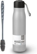 Water Bottle 500ml Stainless Steel Vacuum Insulated Flask, Double-Wall Leak-Proof BPA-Free Reusable for Hot Cold Drinks Sports Travel, Brushed Silver - image 1