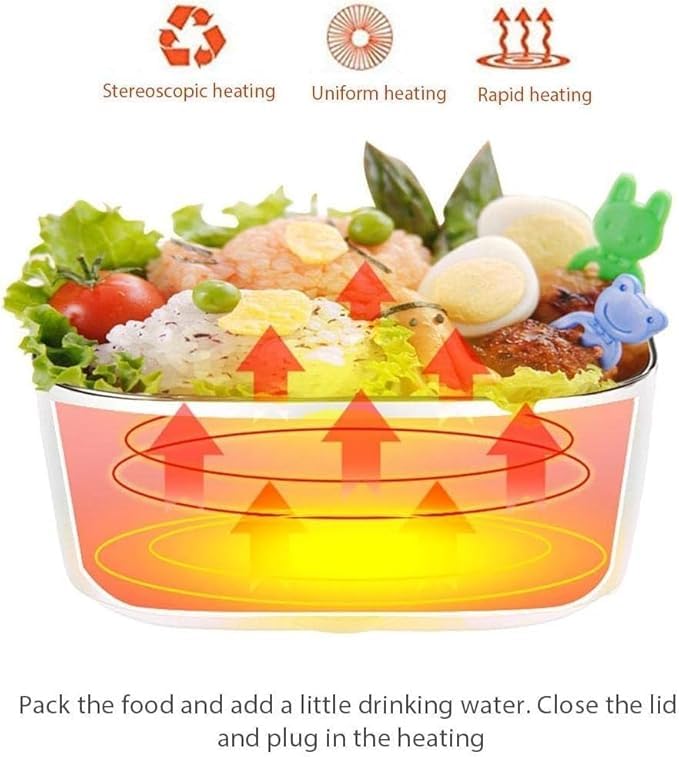 Lunch Box Electric Heating 1.05L – 40W Portable Food Warmer with 4-Side Lock, Multi-Use Hot Food Container for Car, Office, Home & Travel, YS-001 (Green) - image 4