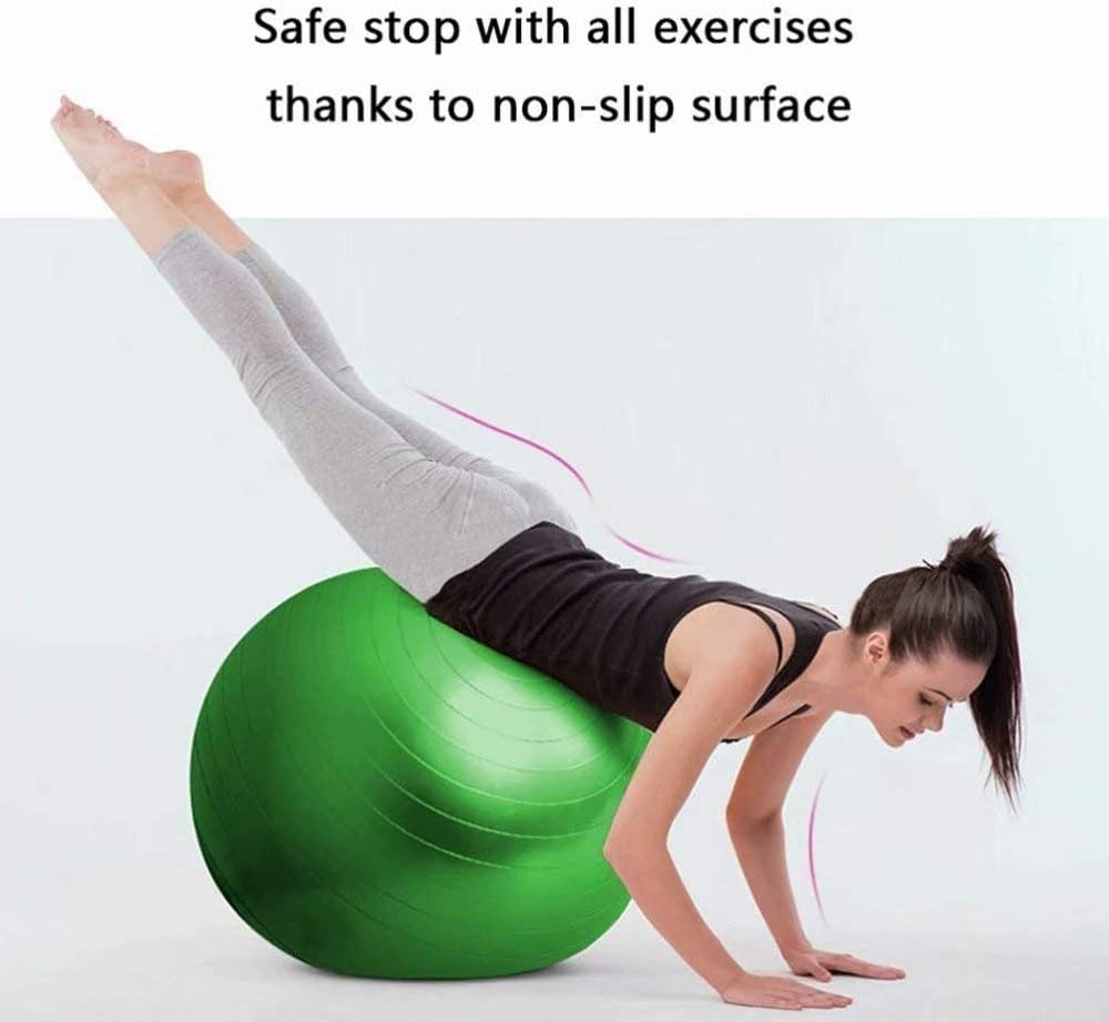 Yoga Ball Exercise Ball – Anti-Burst for Home Gym Pregnancy Pilates, Physical Therapy & Balance Training Stability Ball with Quick Pump – Slip-Resistant Swiss Ball (Green) (75cm) - image 4