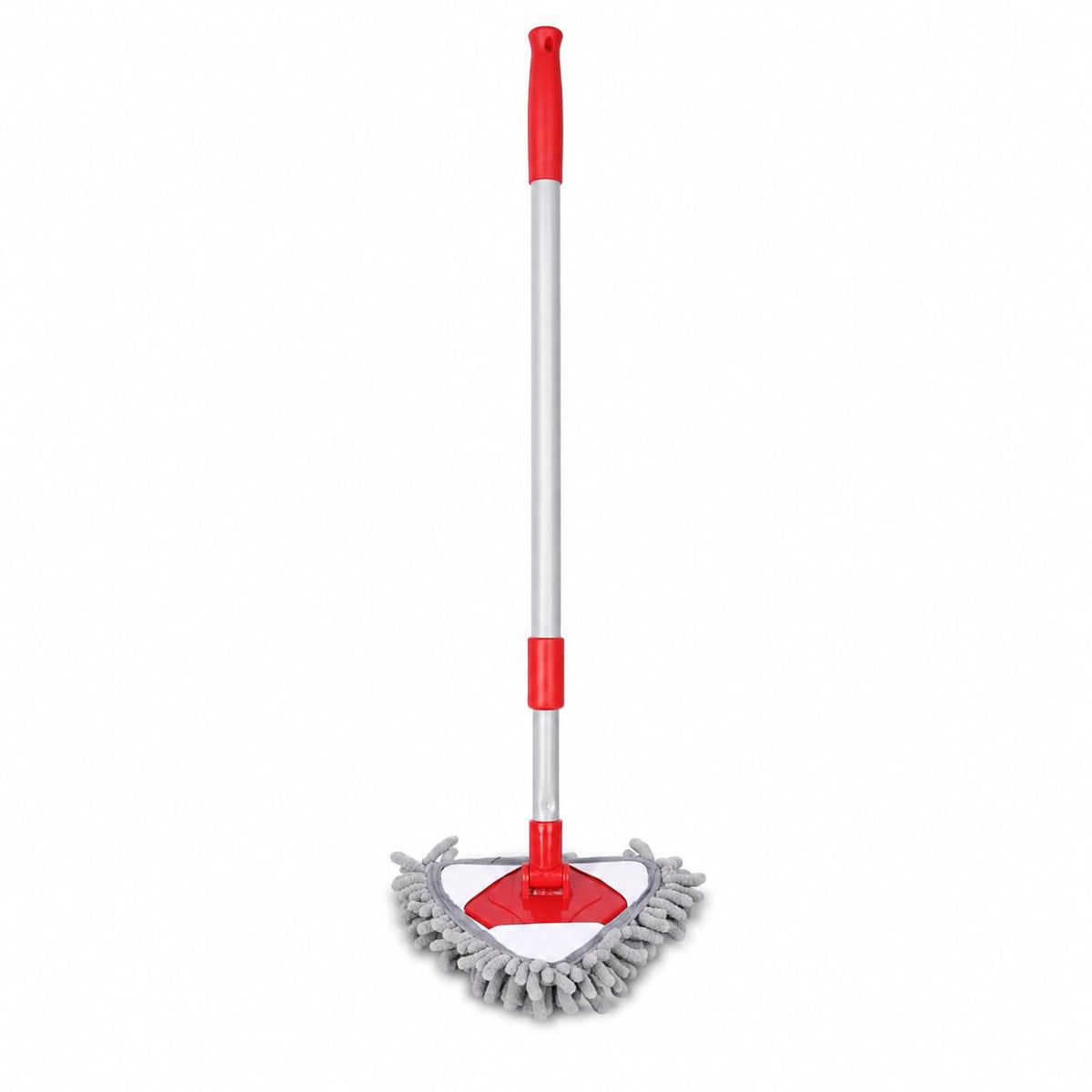 Microfiber Mop, Mini Triangle Floor and Wall Cleaner with 180° Rotating Head and Telescopic Handle for Laminate, Kitchen, Bathroom, Glass and Car, Red and Grey, A130017 - image 1