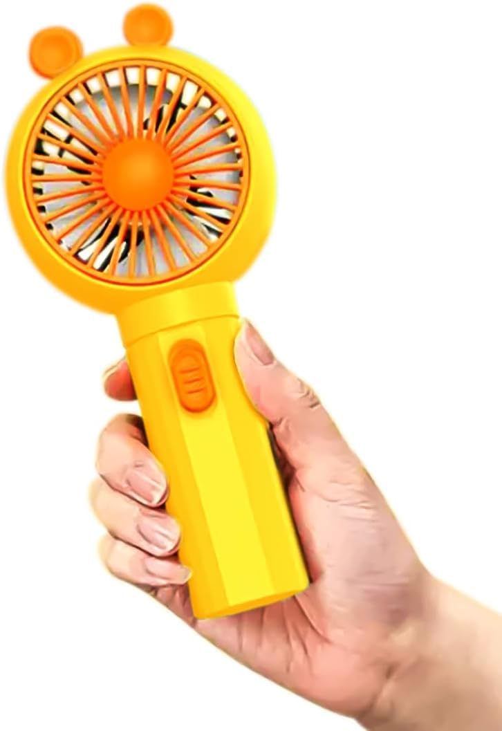 Portable Fan, USB Rechargeable Handheld Mini Desk Fan with Phone Stand, Quiet 0.6W 1-Speed Personal Cooling Fan for Office, Home and Travel, HK59-1B, (Yellow) - image 1