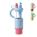 Water Bottle 800ml, Double-Wall Stainless Steel Travel Mug with Straw, Carry Handle, Strainer and Leakproof BPA-Free Lid for Hot and Cold Drinks, F-1531, Blue - image 1