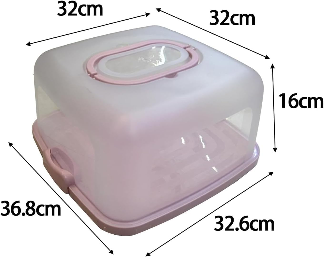 Cake Carrier with Lid and Handle, Square Cake Storage Box for Cupcakes, BPA-Free Leak-Resistant Food Container for Parties, Picnics and Travel, Pink - image 3