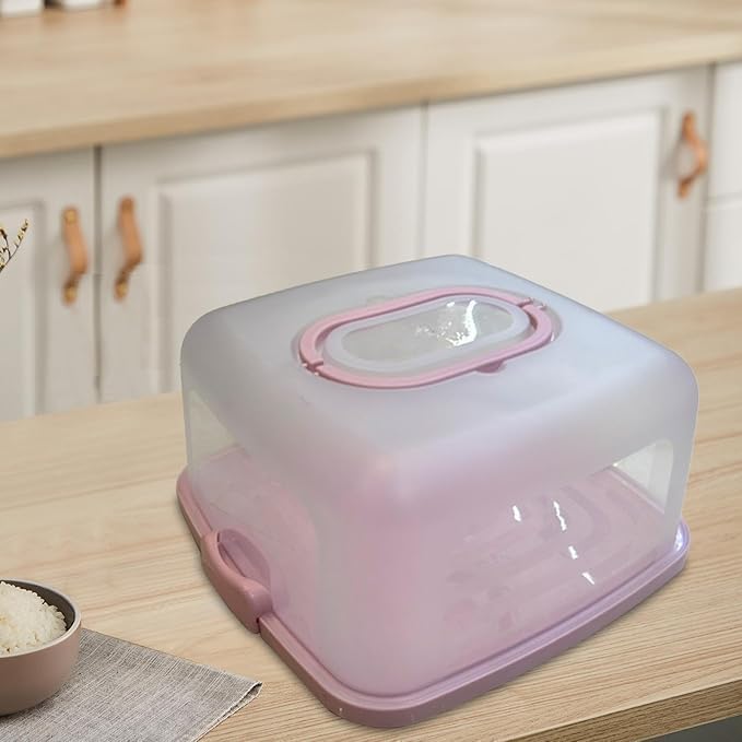 Cake Carrier with Lid and Handle, Square Cake Storage Box for Cupcakes, BPA-Free Leak-Resistant Food Container for Parties, Picnics and Travel, Pink - image 2