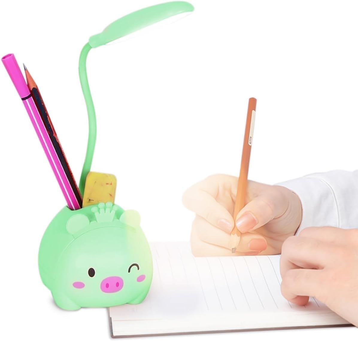 LED Desk Lamp USB Study Lamp, Foldable Portable Table Light with Adjustable Brightness for Reading Home Office Workspace (Green) - image 1