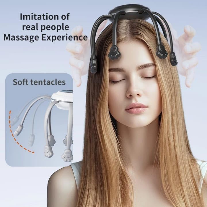 Head Massager, Electric Scalp Vibration Massage Device with Multiple Massage Heads, Quiet Low-Noise Design for Daily Relaxation at Home and Office (Black) - image 8
