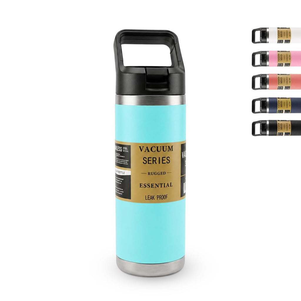 Water Bottle 540ml, Vacuum Insulated Stainless Steel Flask with Straw Lid, Double Wall Leakproof Travel Bottle with Carry Handle, BPA-Free for Gym, Office, School and Camping, F-1550 (Light Green) - image 1