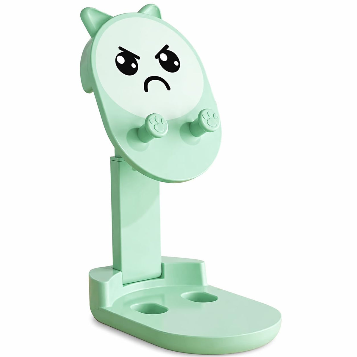 Phone Stand, Adjustable Foldable Desk Holder for Smartphones and Tablets, Cute Cartoon ABS Mobile Stand for Video Calls, Watching, Reading and Recipes, Green - image 1