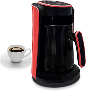 Turkish Coffee Maker Electric Coffee Machine 600W 4 Cup 280ml Capacity Anti Overflow Sensor Safety System Compact Design For Home Office Travel, MA-1688 (Red)