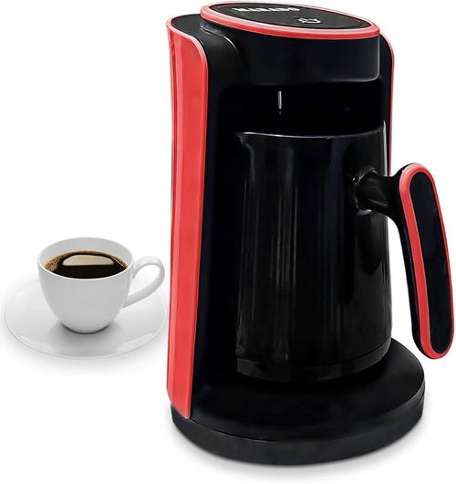 Turkish Coffee Maker Electric Coffee Machine 600W 4 Cup 280ml Capacity Anti Overflow Sensor Safety System Compact Design For Home Office Travel, MA-1688 (Red)