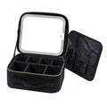 Makeup Bag with LED Mirror, Travel Cosmetic Case with 3 Light Modes, Adjustable Dividers and Water-Resistant Organizer Box for Women and Girls, X-494, Black - image 1