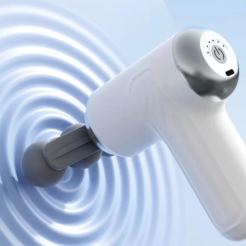 Massage Gun, Triple-Head Deep Tissue Percussion Massager with 9 Attachments, 6 Speed Settings and 24W Power, Portable Handheld Body Massage Tool for Fitness Recovery, LM-130, White - image 5