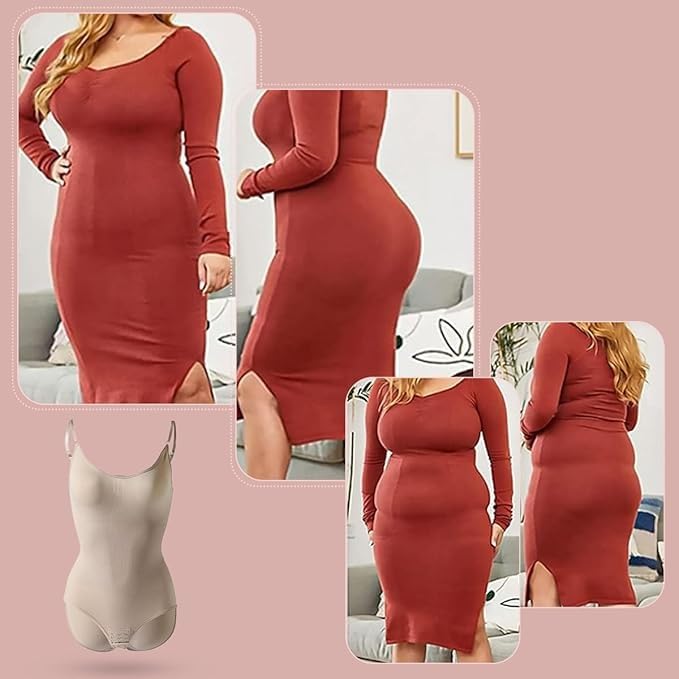 Women's Shapewear Bodysuit, Tummy Control Shaping Jumpsuit with Chest Pad, Stretch Knit Fabric and Crotch Opening for Waist and Hip Smoothing (Beige, XXL) - image 6