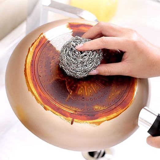 Stainless Steel Scrubber Sponge Set, 8-Piece Wire Scouring Pads with Long Removable Handle for Pots, Pans, Dishes and Kitchen Cleaning, Blue - image 7