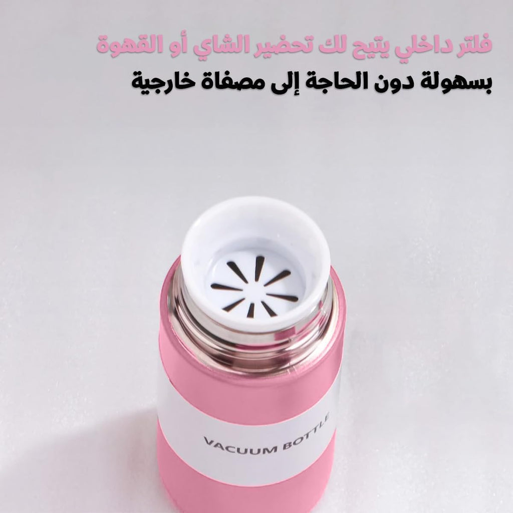 Water Bottle 150 ml, Mini Stainless Steel Vacuum Insulated Flask with Leakproof Lid, Double-Wall Pocket Thermos for Coffee, Tea, Hot and Cold Drinks, Travel and Office, Pink - image 3