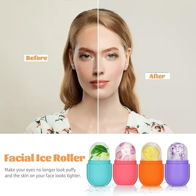 Ice Roller for Face & Eye - Silicone Ice Mold Face Massage, Facial Beauty Ice Roller Skin Care Tools, Capsules Skin Care Kit, Remove Fine Lines & Shrink Pores, HD-7060 (Purple) - image 5