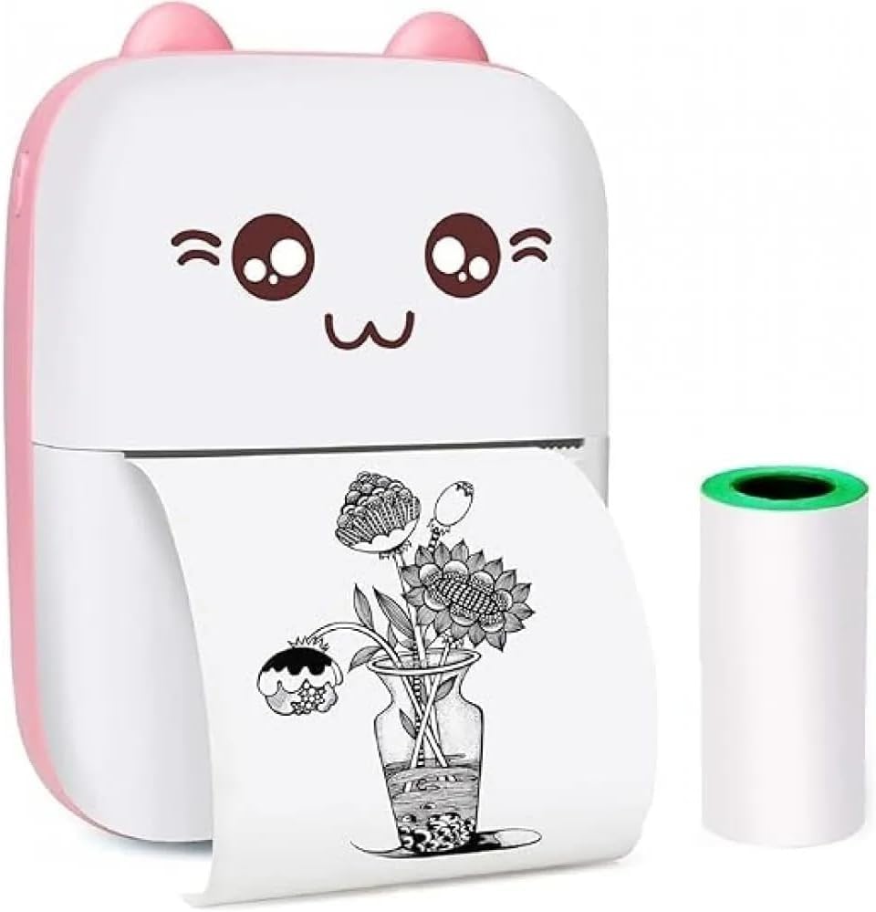 Mini Printer, Bluetooth Thermal Pocket Printer with Inkless Printing for Photos, Notes, Stickers and Labels, Portable Phone Printer for Android and iOS, Pink - image 1