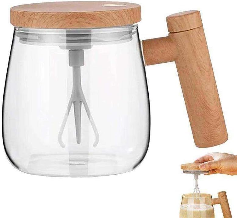 Self Stirring Mug 400 ml, Automatic Mixing Cup, High Borosilicate Glass Electric Coffee Cup With Lid, Portable For Travel, Home, Office, Gym - image 1
