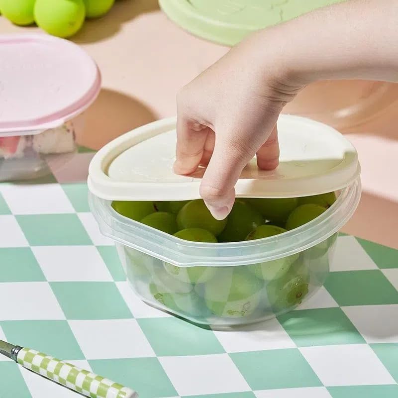 Food Storage Containers Set, 4 Pcs Airtight Refrigerator Crisper Boxes, Stackable Round Plastic Containers for Vegetables, Fruit and Leftovers, Microwave Safe 3 Minutes, Green - image 6