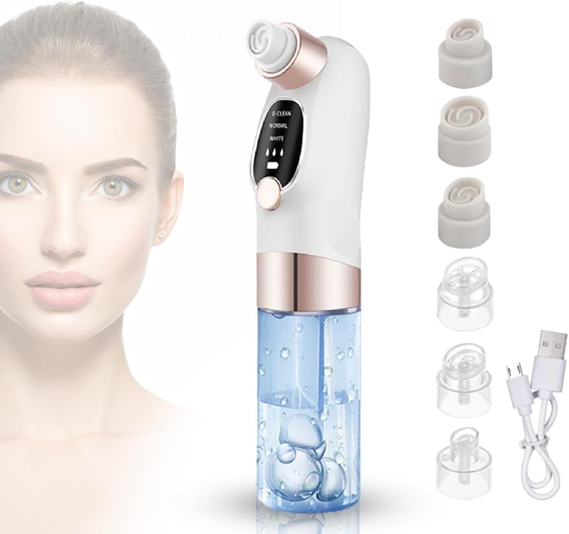 Blackhead Remover Vacuum, Water-Circulation Facial Pore Cleaner with Suction Tip for Nose and T-Zone Skin Care, Portable ABS Design, White - image 1