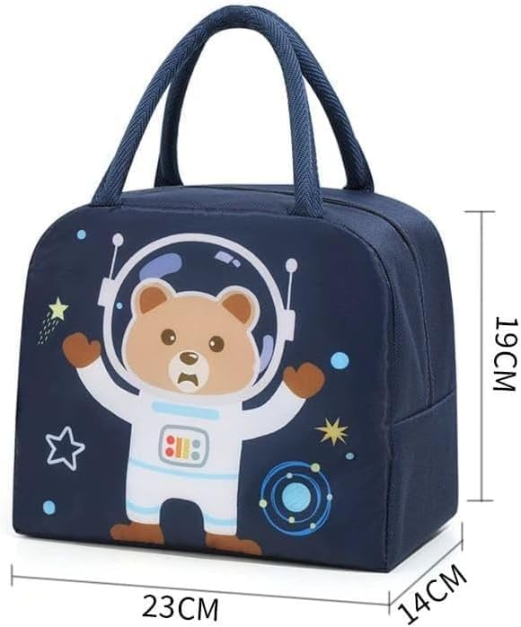 Insulated Lunch Bag for Kids, Foldable Thermal Food Carrier with Top Handle for School, Travel and Picnics (Dark Blue) - image 2