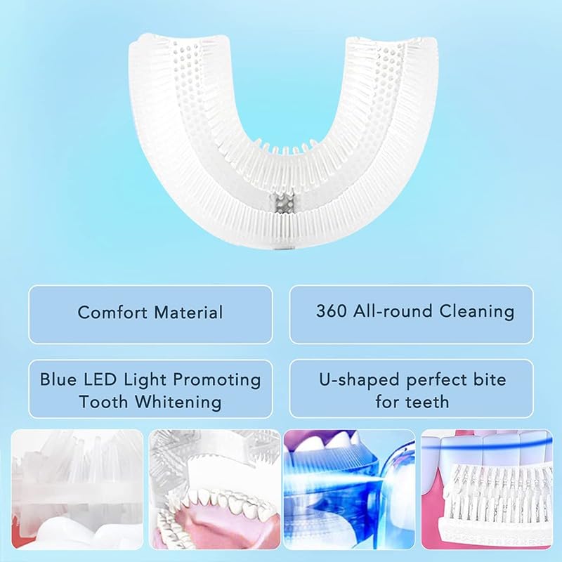 Electric Toothbrush U Shaped, Automatic Ultrasonic Toothbrush for Adults with 4 Modes, 360° Whole Mouth Cleaning and IPX7 Waterproof Design, MY-116 (Pink) - image 4