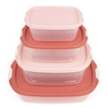 Storage Container Set - 4 Pcs Refrigerator Crisper Box with Airtight Lids, Microwave Safe for 3 minutes, Leak Proof, Easy to Clean, Oval Food Grade for Vegetable & Fruit (Pink) - image 1
