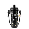 Travel Mug 720ml with Straw and Carry Handle, Stainless Steel Vacuum Insulated Tumbler with Leak-Resistant BPA-Free Lid, Adjustable Strap and Removable Filter, F-1547, Black - image 1