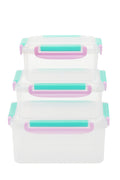 Storage Container Set 3 Pcs, Airtight Refrigerator Crisper Boxes, Triangle Food-Grade Plastic, Microwave & Dishwasher Safe, for Vegetables Fruit, 500/1000/1500ml, Pink - image 1