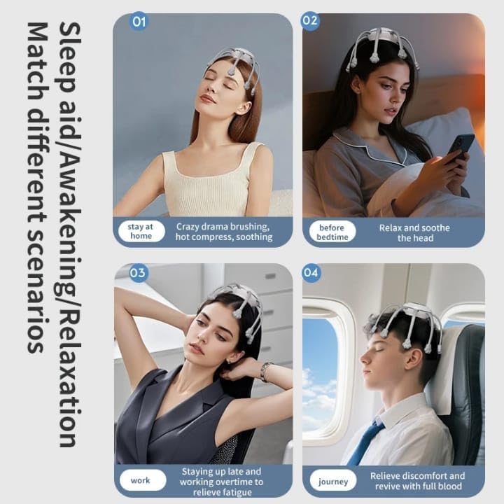 Head Massager, Electric Scalp Vibration Massage Device with Multiple Massage Heads, Quiet Low-Noise Design for Daily Relaxation at Home and Office (Black) - image 7