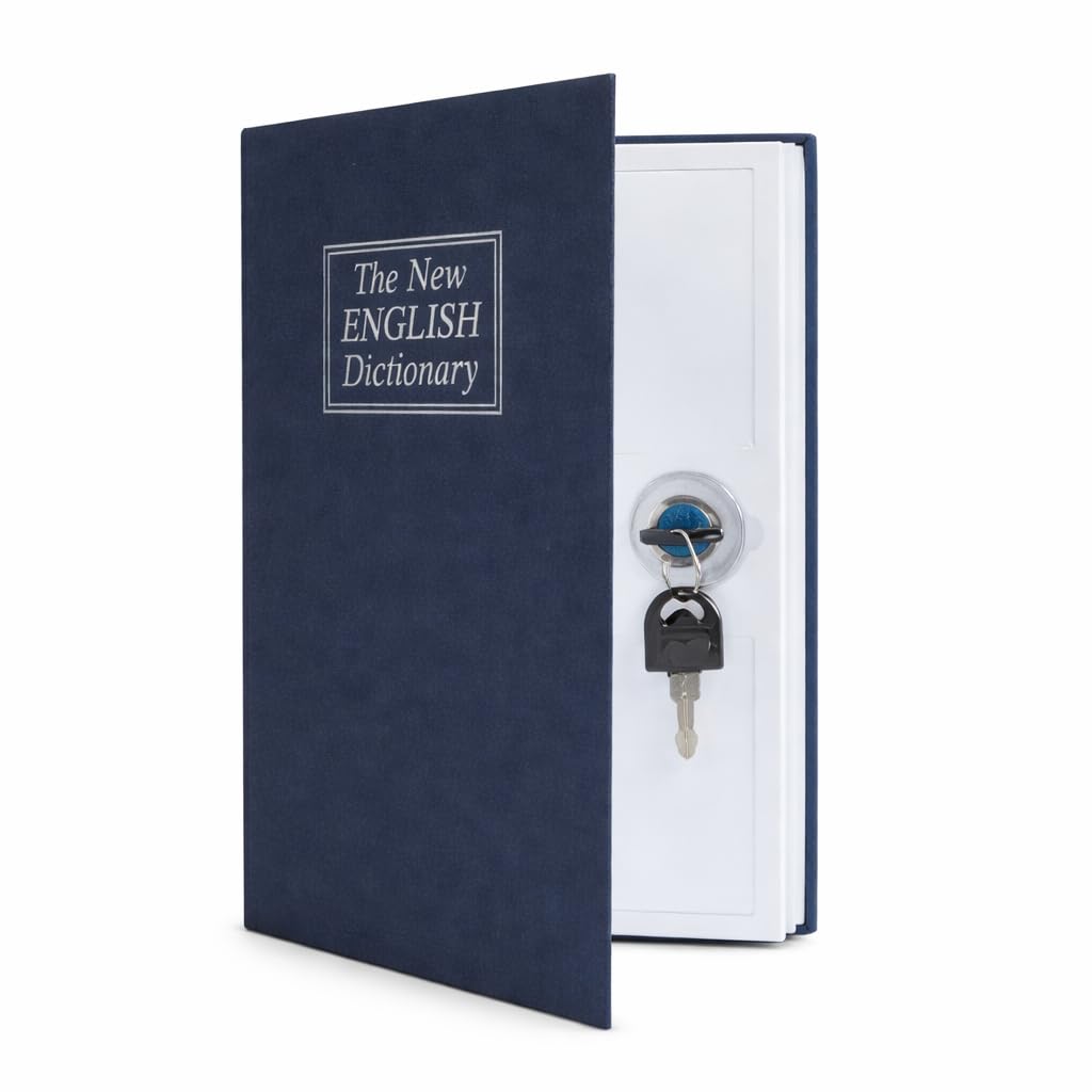 Book Safe with Lock and 2 Keys, Hidden Safe Lock Box, Metal Dictionary Diversion Safe for Cash, Jewelry, Passport and Valuables, 24 x 15.5 x 5.5 cm (Blue) - image 1