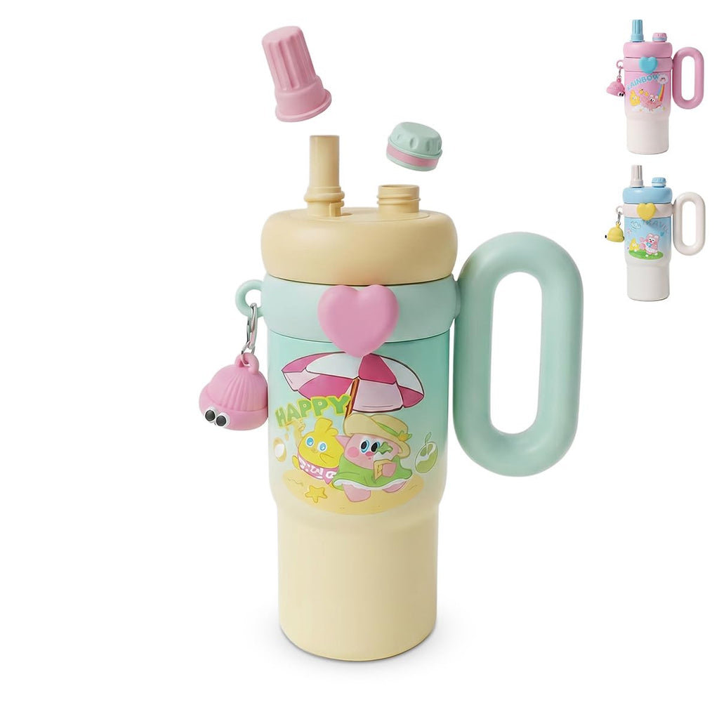 Travel Tumbler 850ml, Insulated Stainless Steel Cup with Straw and Handle, Double-Wall Vacuum Mug with Leak-Resistant Lid for Hot and Cold Drinks, F-1532 (Green) - image 1