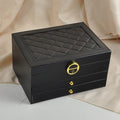 Jewelry organizer travel jewelry box Accessories Organizer 3-Layer Organizer with Lock, Multi-Compartment Storage Case for Earrings Rings Bracelets, Watch Holder for Women and Girls, X-559 (Black) - image 1