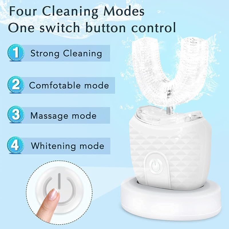 Electric Toothbrush for Adults, U-Shaped Automatic Sonic Brush with 4 Modes, 360° Whole-Mouth Design and IPX7 Water-Resistant Body, MY-116 (Blue) - image 3