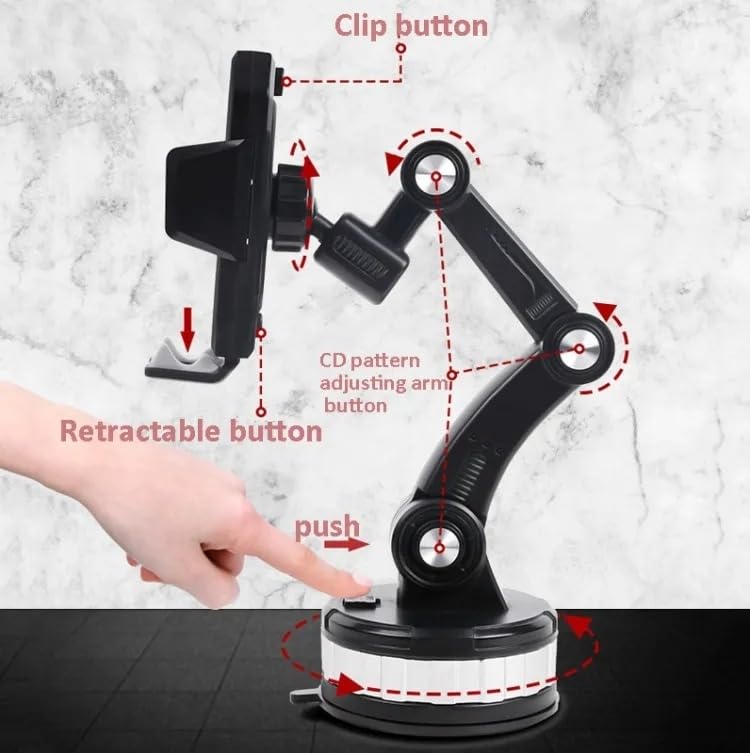 Car Phone Holder - Universal 360 Degree Strong Suction Cell Phone Holder Dashboard & Windshield, GPS Smart Phone Stand Car Mount, Safe & Stable, JX-601 - image 4