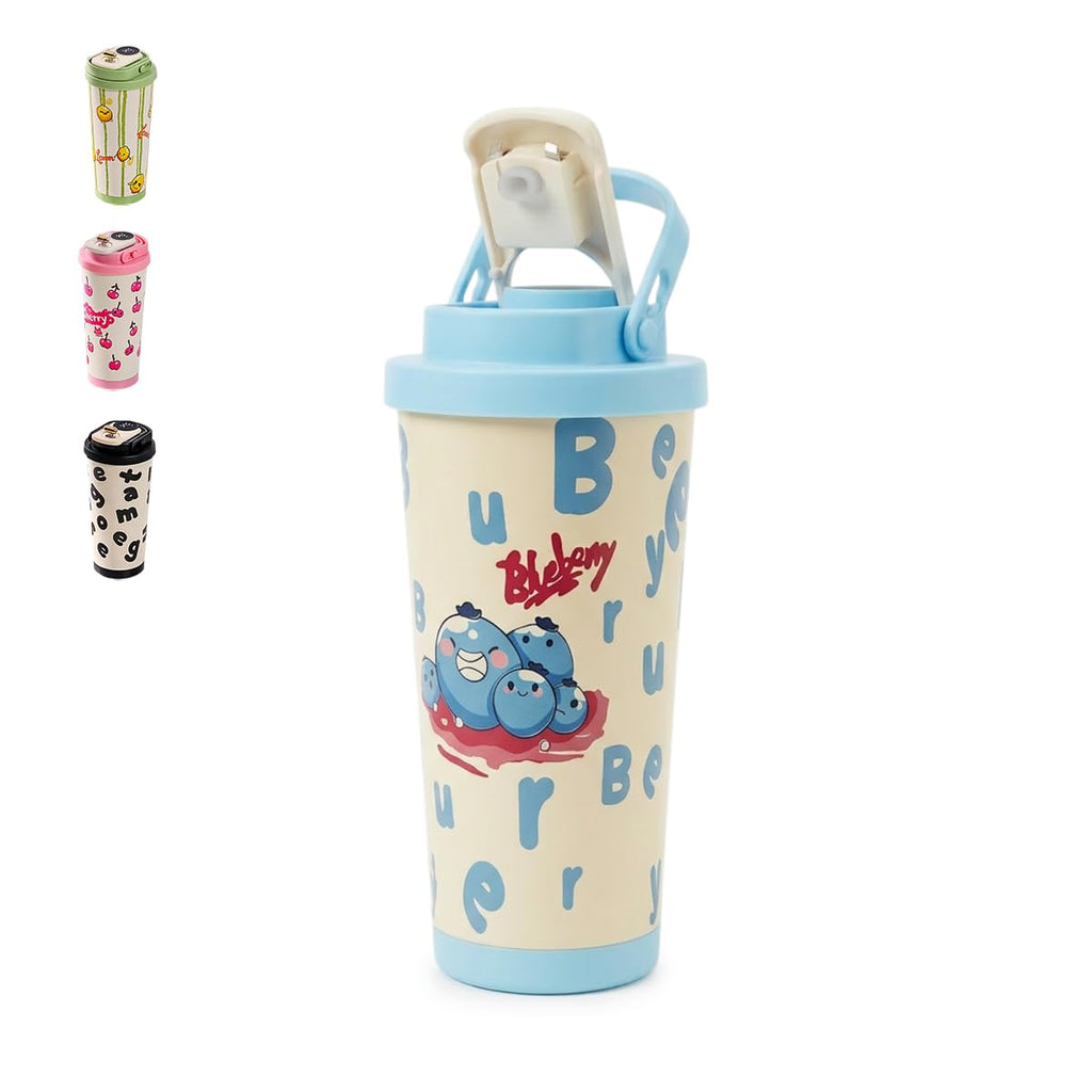Travel Mug 500ml, Vacuum Insulated Stainless Steel Coffee Cup with LED Temperature Display, Leakproof Lid and Handle for Hot and Cold Drinks, Car, Office and Home, F-1412, Blue - image 1